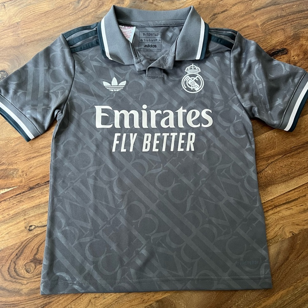 Adidas Kids Grey Real Madrid Polo Shirt